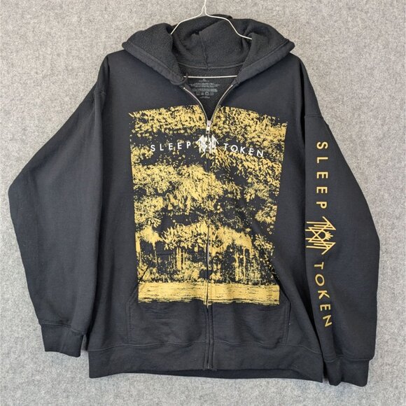 Sleep Token Mens XL Hoodie Black Full Zip Sweatshirt Graphic Sleeve - Picture 3 of 7
